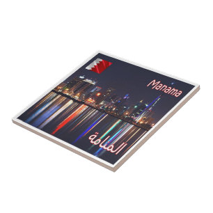 Azulejo De Cerâmica Visão noturna do zBH006 MANAMA, Bahrein, Ásia,