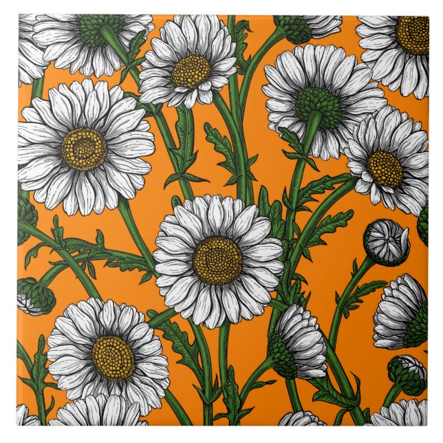 Azulejo De Cerâmica Visitas em laranja (Frente)