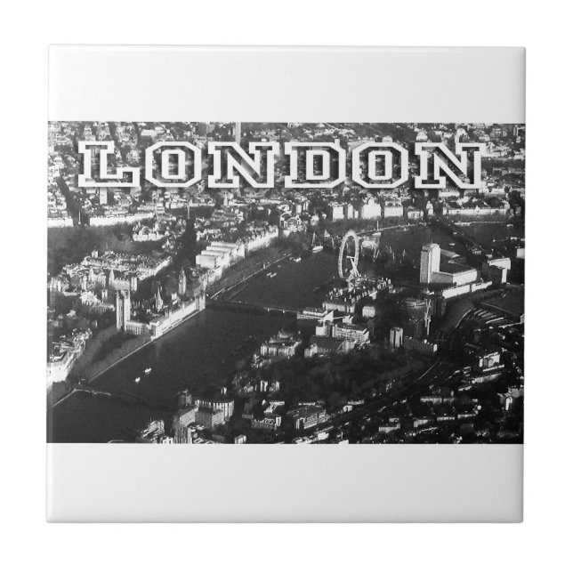 Azulejo De Cerâmica Vista aérea de Londres (Frente)