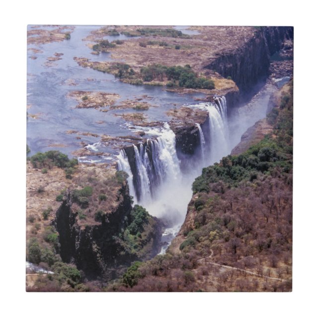 Azulejo De Cerâmica Vista aérea de Victoria Falls - Zimbabué, África (Frente)
