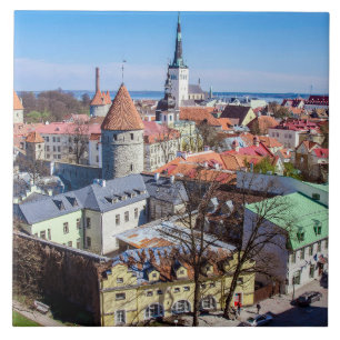 Azulejo De Cerâmica Vista aérea do centro Tallinn