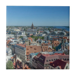 Azulejo De Cerâmica Vista da cidade antiga de Riga de cima