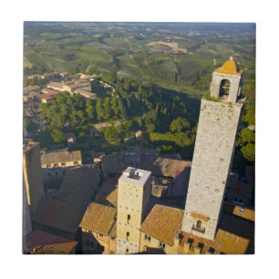 Azulejo De Cerâmica Vista da Torre, San Gimignano, Siena, Toscana