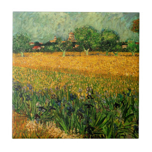 Azulejo De Cerâmica Vista de Arles com Íris por Vincent van Gogh