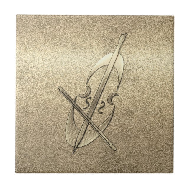 Azulejo De Cerâmica Vista de Feriado Dourado Retroativo (Frente)