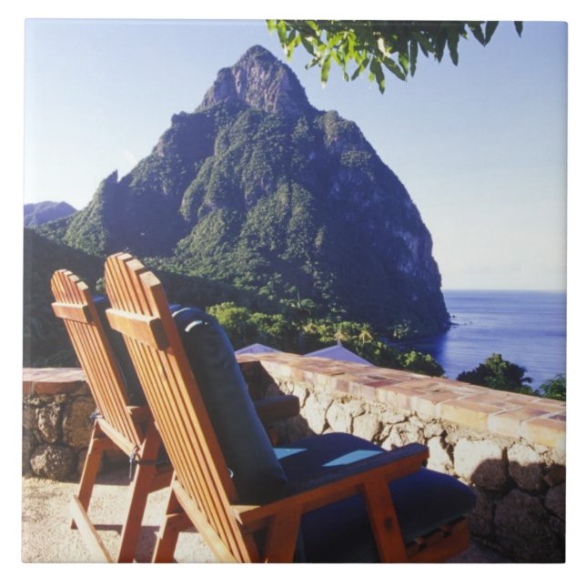 Azulejo De Cerâmica Vista de Gros Piton de Stonefield Estate Villa (Frente)