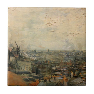 Azulejo De Cerâmica Vista de Paris de Montmartre por Vincent van Gogh