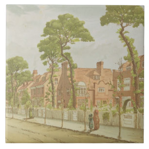 Azulejo De Cerâmica Vista do parque de Bedford, 1882 (litho da cor)