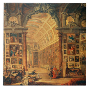 Azulejo De Cerâmica Vista interior da galeria de Colonna, Roma (óleo