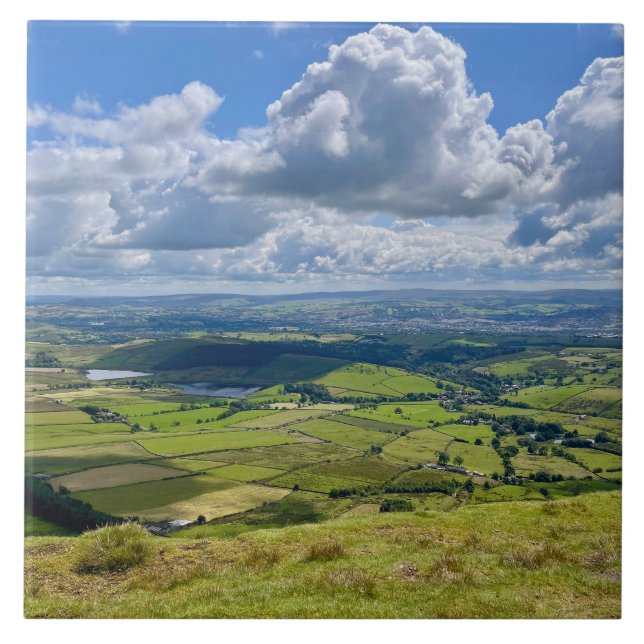 Azulejo De Cerâmica Vista pacífica de Pendle Hill.. (Frente)