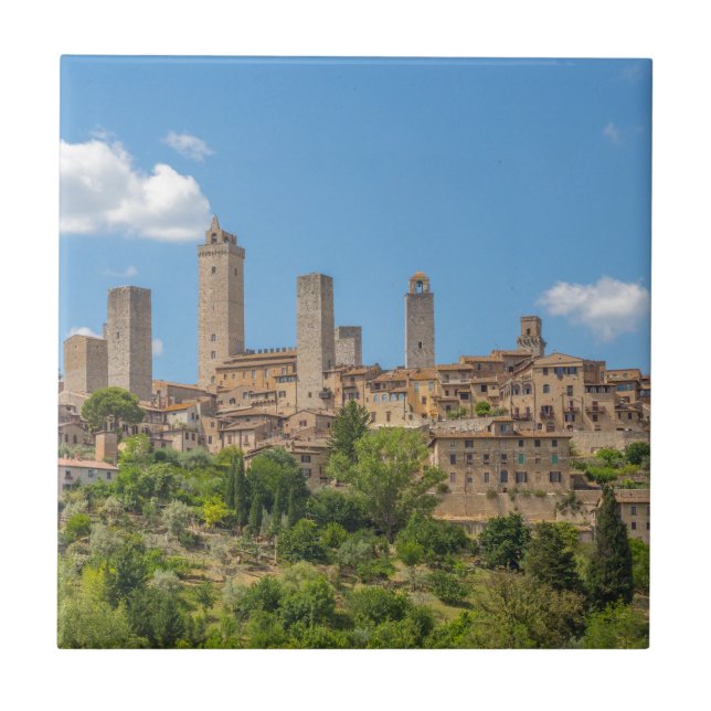Azulejo De Cerâmica Vista panorâmica de San Gimignano Toscana Itália (Frente)