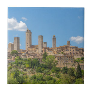 Azulejo De Cerâmica Vista panorâmica de San Gimignano Toscânia Itali