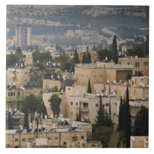 Azulejo De Cerâmica Vista urbana elevada da torre Jerusalem YMCA