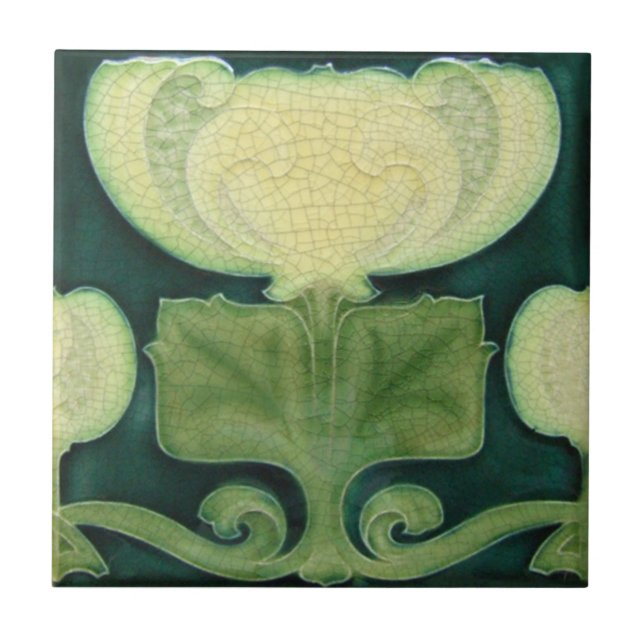 Azulejo De Cerâmica Vitoriano-antigo-aspecto-azulejo-verde-branco-bran (Frente)