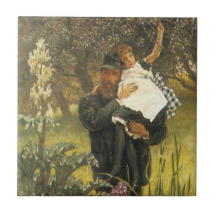 Azulejo De Cerâmica Viúvo por Tissot, Arte de Retrato Vitoriano Antigo