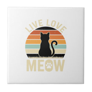 Azulejo De Cerâmica Viva Ame Gato Antigo Design de Pôr do Sol_1