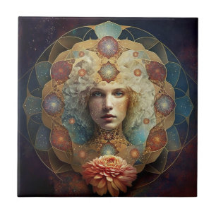 Azulejo De Cerâmica Vivendo a arte visionária Mandala