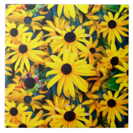 Azulejo De Cerâmica Vivid Black Eyed Susan Rudbeckia Melange