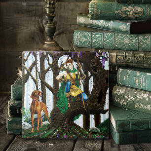 Azulejo De Cerâmica Vizsla Dog Elf Forest