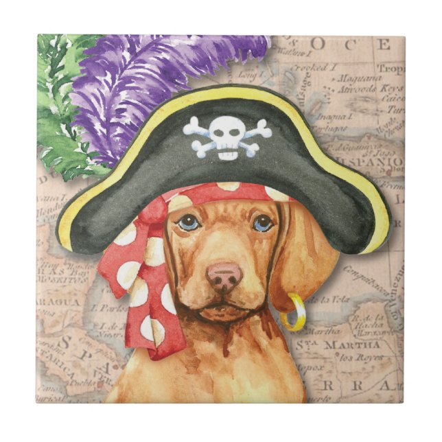 Azulejo De Cerâmica Vizsla Pirate (Frente)
