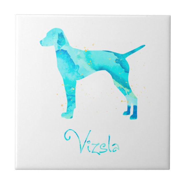 Azulejo De Cerâmica Vizsla Watercolor Design (Frente)