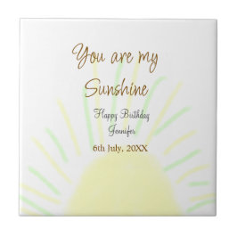 Azulejo De Cerâmica Você é meu aniversário de pastel amarelo sunshine