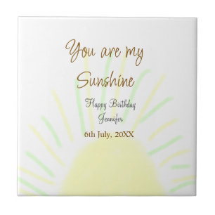 Azulejo De Cerâmica Você é meu aniversário de pastel amarelo sunshine