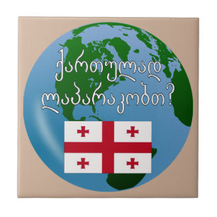 Azulejo De Cerâmica Você fala Georgian? em Georgian. Bandeira & globo
