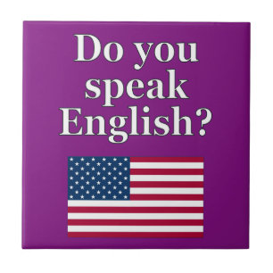 Azulejo De Cerâmica "Você fala inglês?" em inglês. Sinalizador