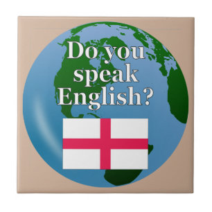 Azulejo De Cerâmica "Você fala inglês?" em inglês. Sinalizador e gl