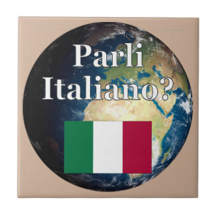 Azulejo De Cerâmica Você fala italiano? em italiano. Sinalizador e Ter