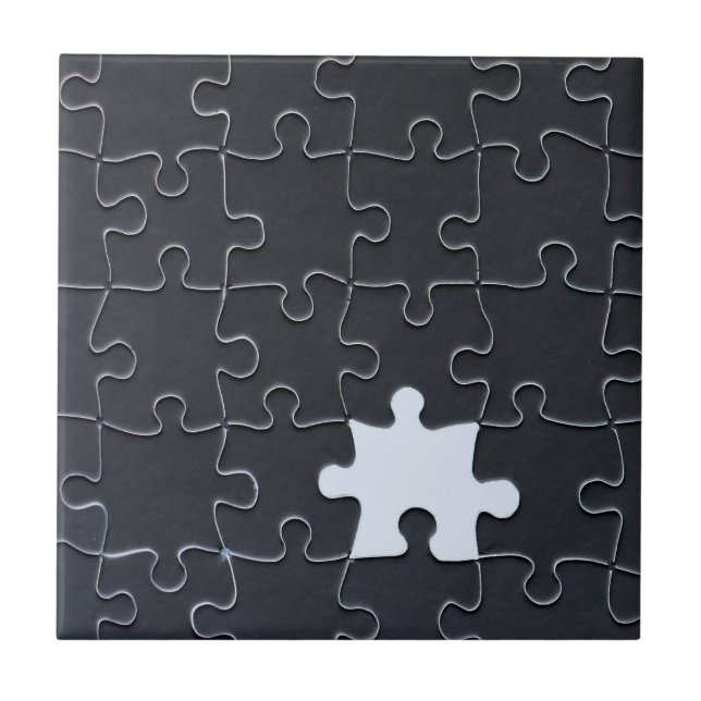 Azulejo De Cerâmica Você Me Completa Jigsaw Romântico Preto e Branco (Frente)