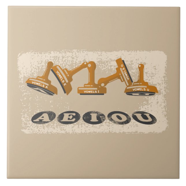 Azulejo De Cerâmica Vogels AEIOU em inglês (Frente)