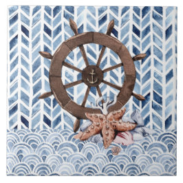 Azulejo De Cerâmica Volante do navio, estrela, padrão náutico