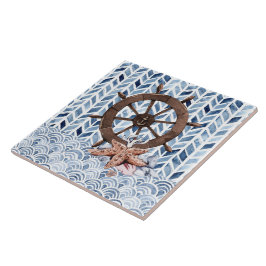 Azulejo De Cerâmica Volante do navio, estrela, padrão náutico