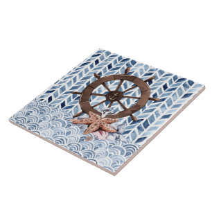 Azulejo De Cerâmica Volante do navio, estrela, padrão náutico