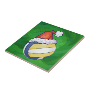 Azulejo De Cerâmica Voleibol do chapéu do Natal