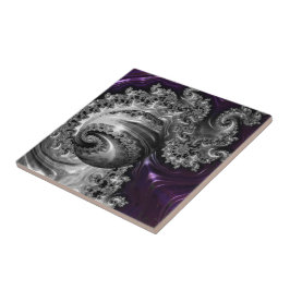 Azulejo De Cerâmica Vórtice Fractal Púrpura