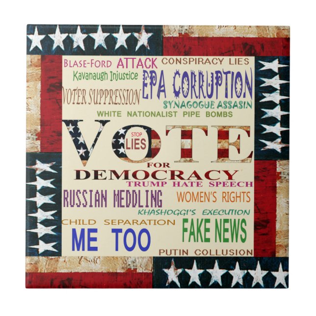 Azulejo De Cerâmica Votem na Democracia (Frente)