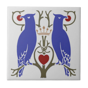 Azulejo De Cerâmica Voysey Love Birds Cerâmica Azulejo (Brilho)