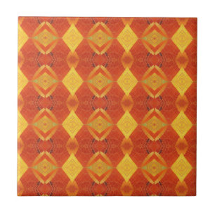 Azulejo De Cerâmica Voz do gatinho de design geométrico de ouro vermel