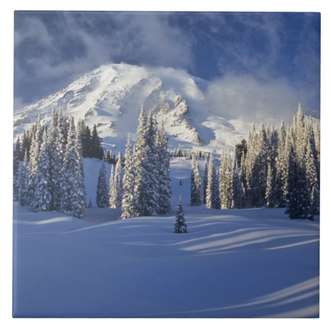 Azulejo De Cerâmica WA, Monte Rainier NP, Monte Rainier e Paradise (Frente)