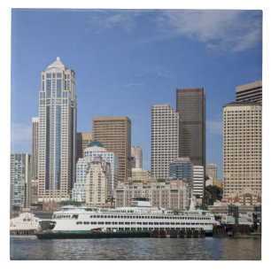 Azulejo De Cerâmica WA, Seattle, panorama de Seattle com balsa