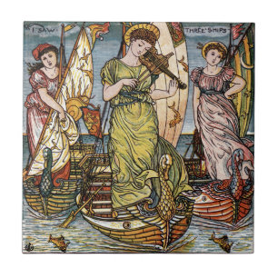 Azulejo De Cerâmica Walter Crane Navios, Senhoras Graciosas, Art Nouve