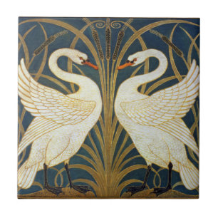 Azulejo De Cerâmica Walter Crane - Swan, Rush E Iris Art Nouveau