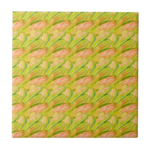 Azulejo De Cerâmica Wasabi Verde Terroso Arte Floral Abstrato