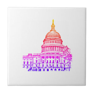 Azulejo De Cerâmica Washington DC EUA Capitol Sketch