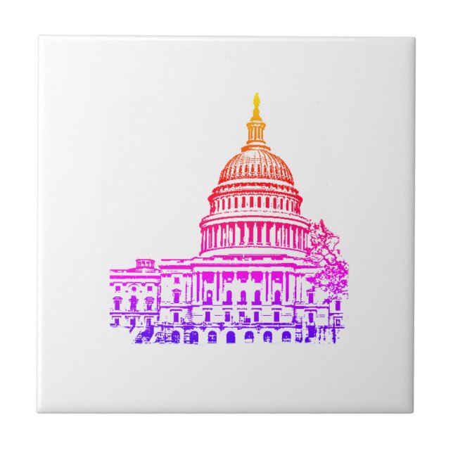 Azulejo De Cerâmica Washington DC EUA Capitol Sketch (Frente)