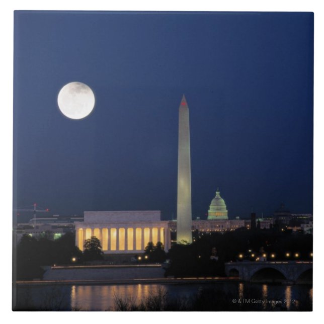 Azulejo De Cerâmica Washington DC na noite (Frente)