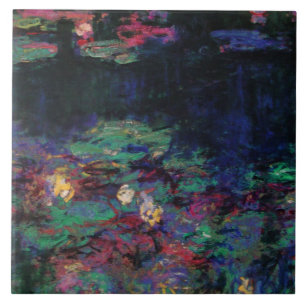 Azulejo De Cerâmica WATER LILIES VERDE POND Claude Monet Dark Floral